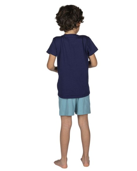 Pijama niño en azul marino con dibujo frontal