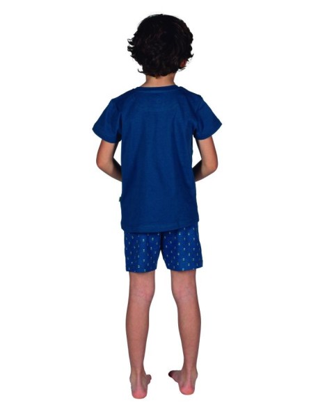 Pijama niño en azul y estampado frontal