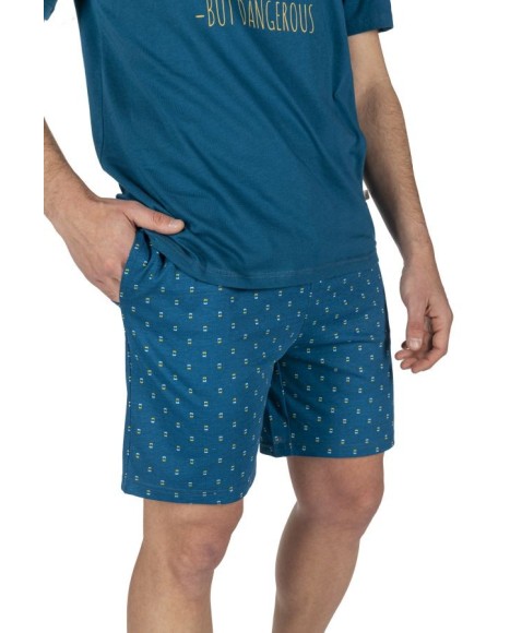 Pijama hombre en azul y cordón ajustable