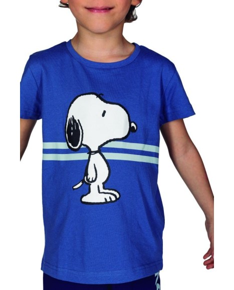 Pijama niño Snoopy en azul y estampado frontal