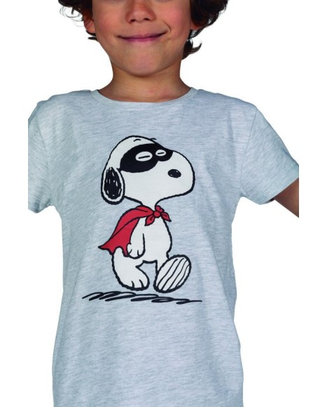 Pijama niño Snoopy en gris y estampado frontal