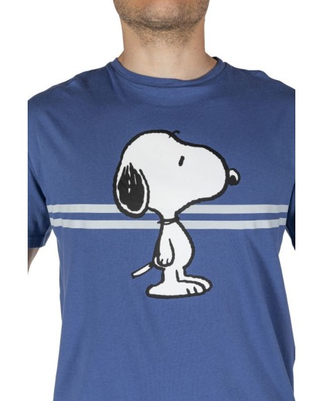 Pijama hombre Snoopy en azul y estampado frontal