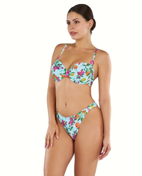 Bikini mujer estampado floral y sujetador semitriangular con