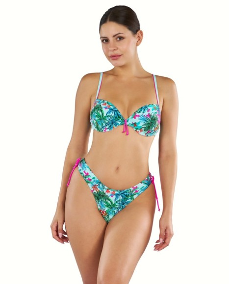 Bikini mujer estampado floral con sujetador semibalconé con aro