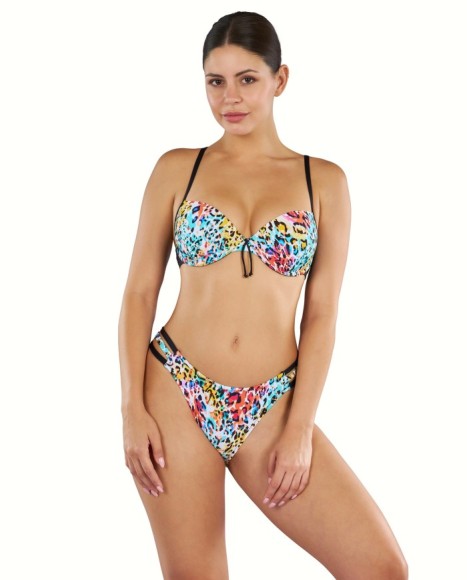 Bikini mujer animal print con sujetador semibalconé con aro y