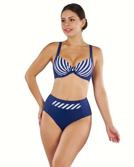 Bikini mujer en azul con sujetador reductor semitriangular con