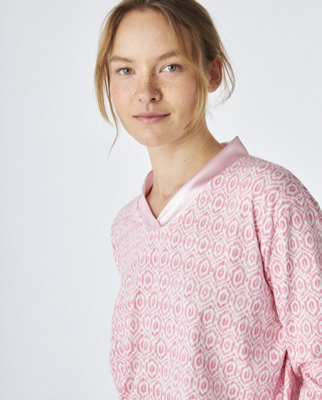 Pijama de mujer de algodón en color rosa Pijama de mujer de algodón en color rosa