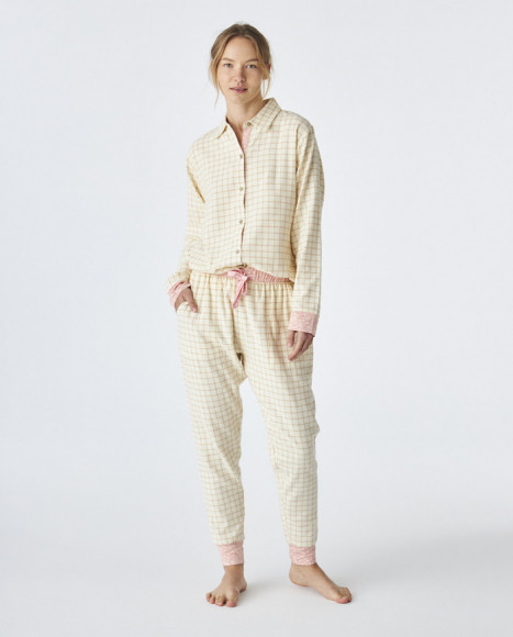 Pijama de mujer de algodón a cuadros Pijama de mujer de algodón a cuadros