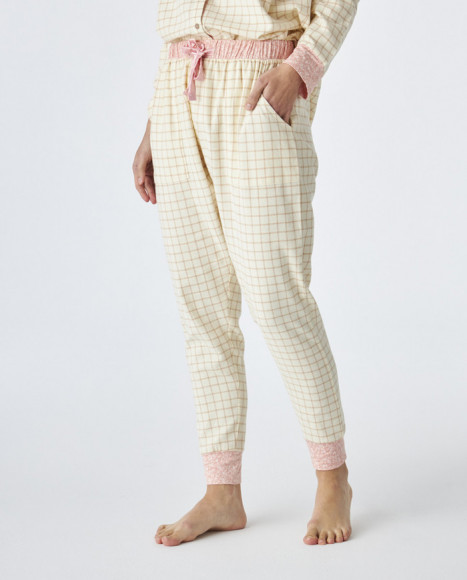 Pijama de mujer de algodón a cuadros Pijama de mujer de algodón a cuadros