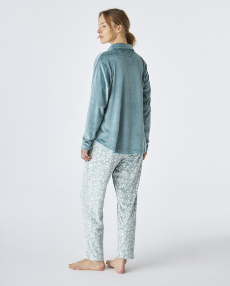 Pijama de mujer de terciopelo de color verde Pijama de mujer de terciopelo de color verde