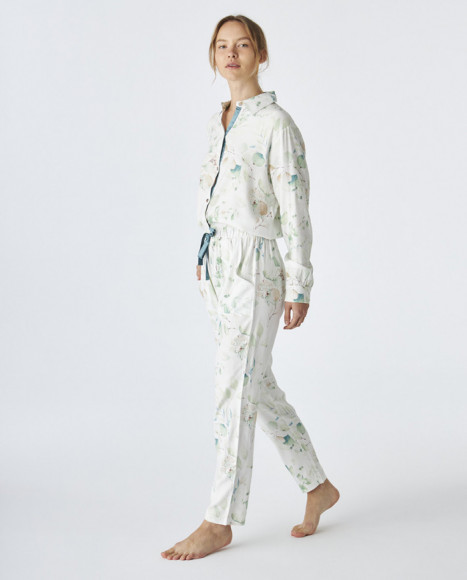 Pijama de mujer de algodón de color blanco estampado Pijama de mujer de algodón de color blanco estampado
