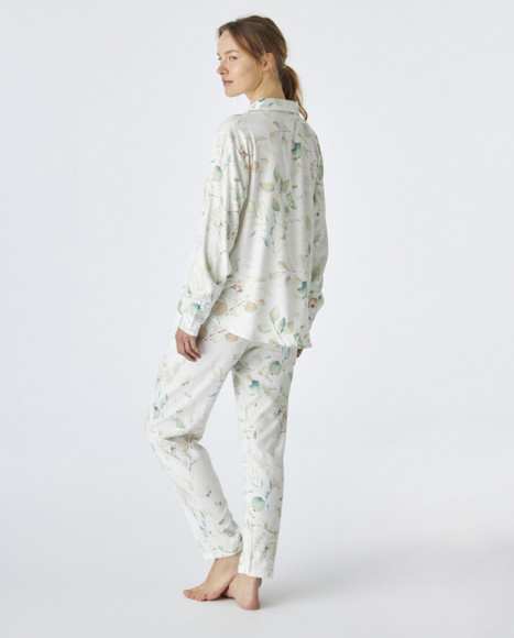 Pijama de mujer de algodón de color blanco estampado Pijama de mujer de algodón de color blanco estampado