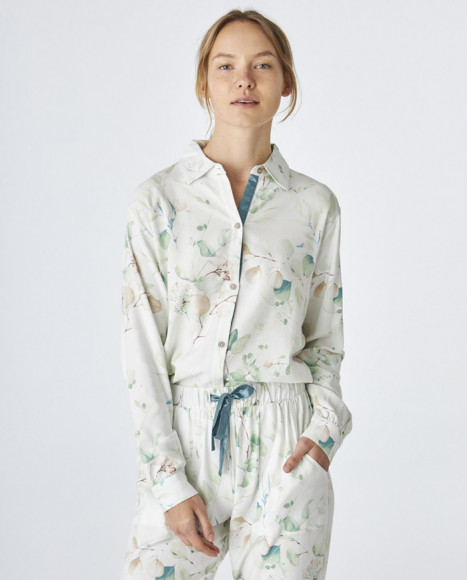 Pijama de mujer de algodón de color blanco estampado Pijama de mujer de algodón de color blanco estampado