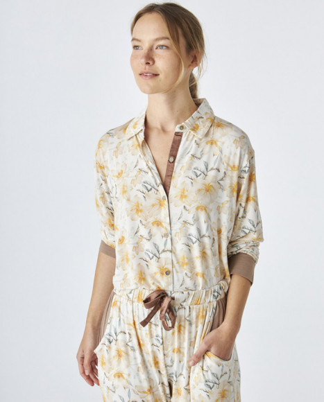 Pijama mujer de tejido modal de color beig estampado Pijama mujer de tejido modal de color beig estampado