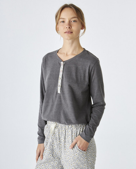Pijama de mujer de algodón de color gris Pijama de mujer de algodón de color gris
