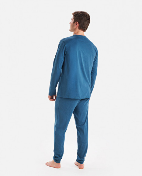 Pijama para hombre de algodón en color azul Pijama para hombre de algodón en color azul