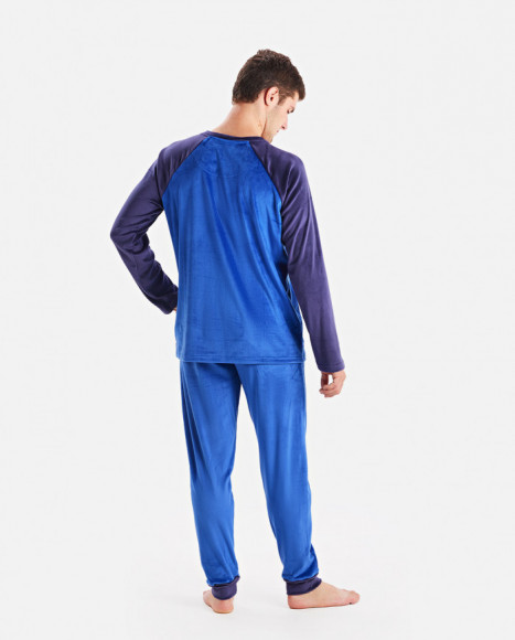 Pijama para hombre de terciopelo en color azul Pijama para hombre de terciopelo en color azul