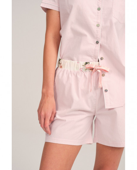 Pijama mujer en rosa con botones y bolsillo Pijama mujer en rosa con botones y bolsillo