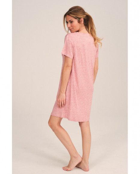 Camisón mujer en rosa con estampado floral y botones Camisón mujer en rosa con estampado floral y botones