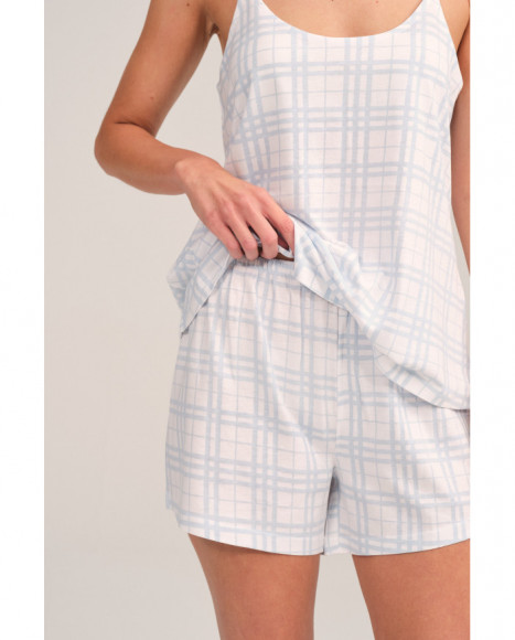 Pijama mujer de tirantes en blanco con estampado de cuadros Pijama mujer de tirantes en blanco con estampado de cuadros