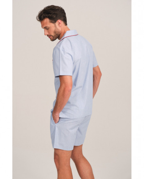 Pijama hombre en azul con ribetes contrastados colección Pijama hombre en azul con ribetes contrastados colección