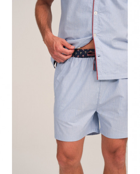 Pijama hombre en azul con ribetes contrastados colección Pijama hombre en azul con ribetes contrastados colección