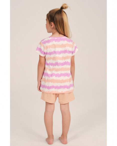 Pijama corto para niña color rosa con estampado Pijama corto para niña color rosa con estampado