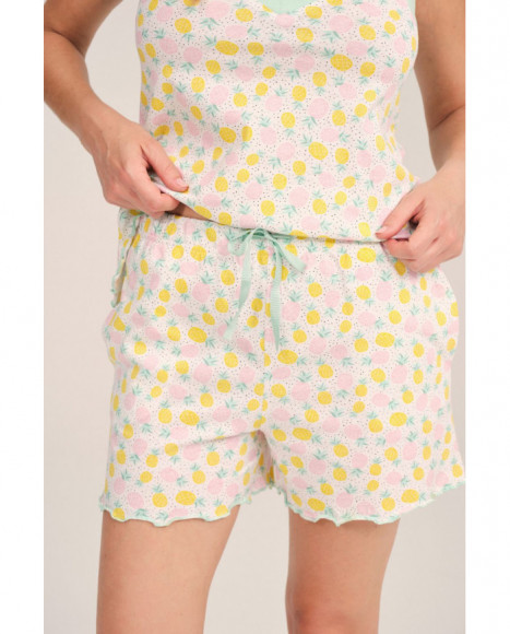 Pijama de tirantes para mujer color blanco con estampado de Pijama de tirantes para mujer color blanco con estampado de