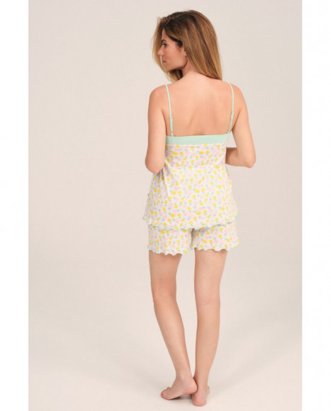 Pijama de tirantes para mujer color blanco con estampado de Pijama de tirantes para mujer color blanco con estampado de