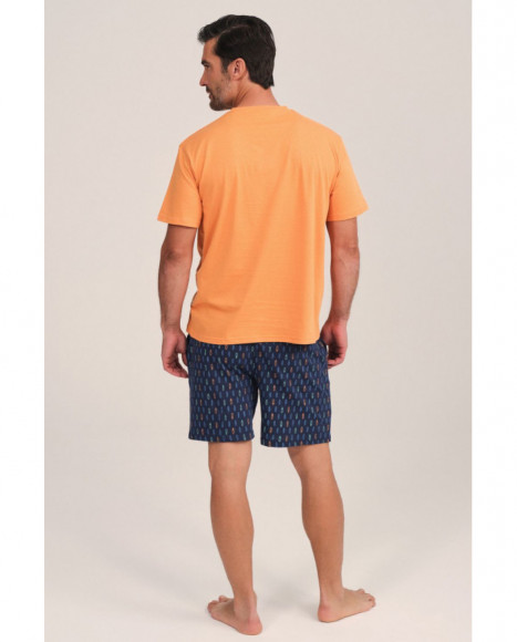 Pijama de hombre en naranja con estampado de tablas de surf Pijama de hombre en naranja con estampado de tablas de surf