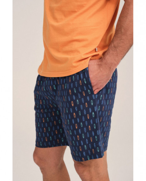 Pijama de hombre en naranja con estampado de tablas de surf Pijama de hombre en naranja con estampado de tablas de surf
