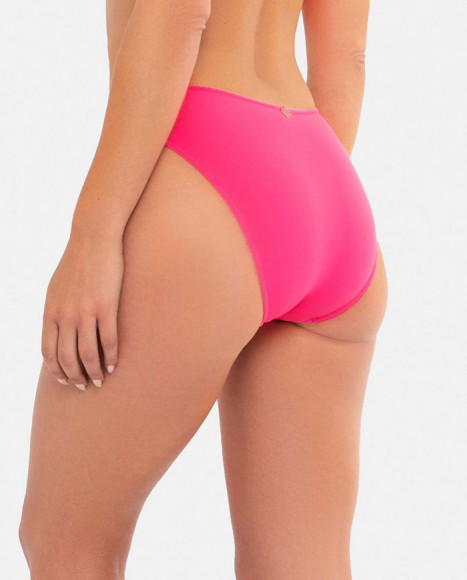 Braguita de bikini mujer color fucsia de altura media con Braguita de bikini mujer color fucsia de altura media con