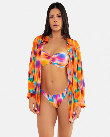 Camisa playera mujer color naranja con estampado tie-dye