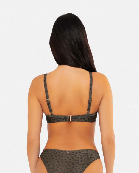 Top de bikini para mujer en color verde con estampado de Top de bikini para mujer en color verde con estampado de
