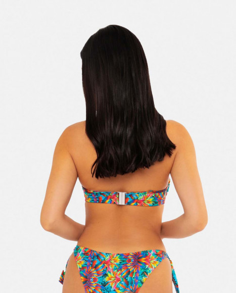Top bikini para mujer bandeau en color azul con estampado Top bikini para mujer bandeau en color azul con estampado