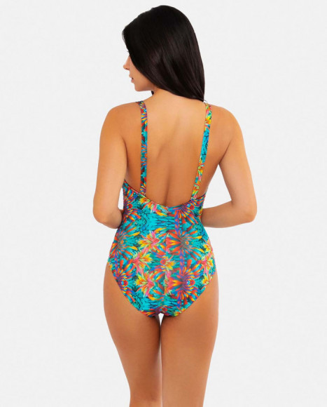 Bañador para mujer en color azul con estampado tropical y Bañador para mujer en color azul con estampado tropical y