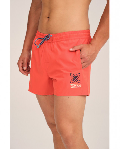 Bañador para hombre en coral con logo bordado