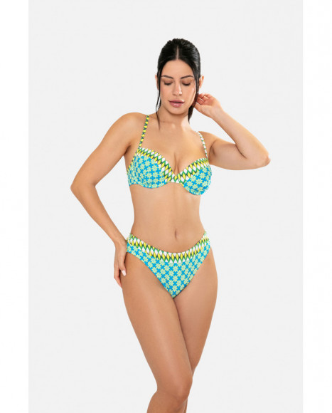 Bikini para mujer semi balconet con relleno ligero y con aro de color verde agua