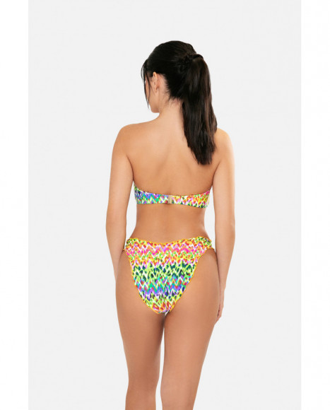 Bikini para mujer bandeau con copa extraible y sin aro de color amarillo Bikini para mujer bandeau con copa extraible y sin aro de color amarillo