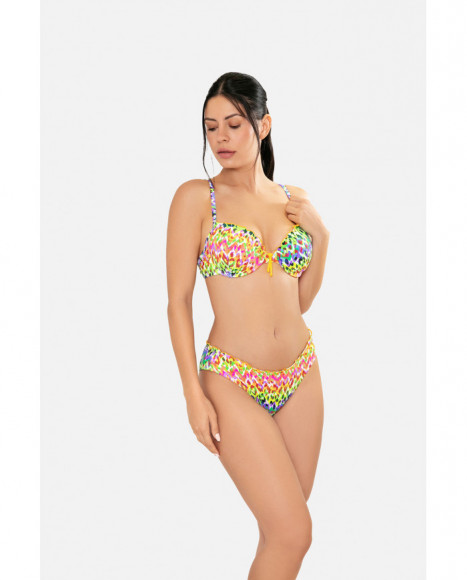 Bikini para mujer semi balconet con foam y con aro de color amarillo