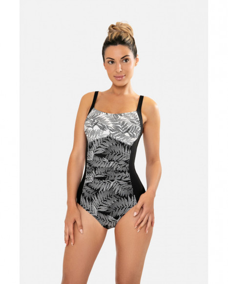Bañador femenino de escote con foam en tono negro