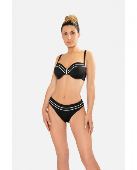 Bikini para mujer semi triangular de foam y con soporte de aro en color negro