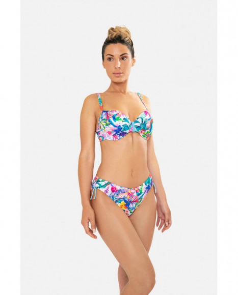 Bikini de mujer semi triangular con foam y con aro de color azul