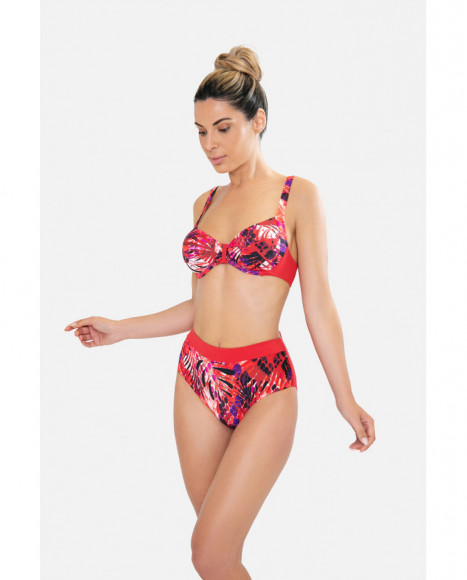 Bikini para mujer de capacidad y refuerzo lateral sin foam y con aro de color rojo