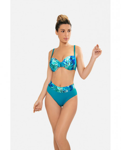 Bikini para mujer semi triangular con foam y con aro de color turquesa
