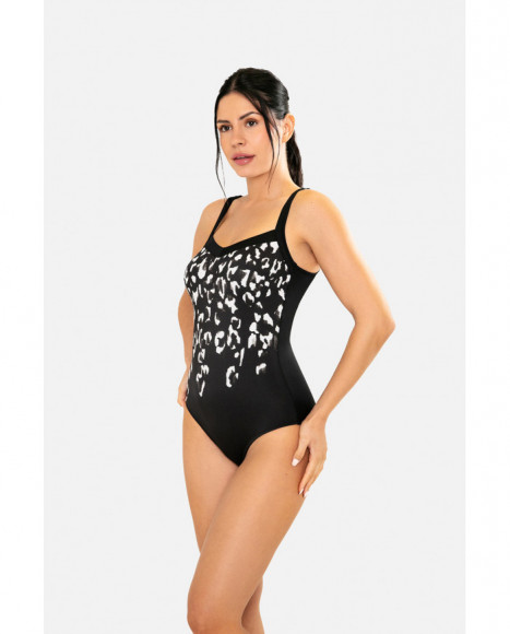 Bañador para mujer de escote V abierta con foam de color negro