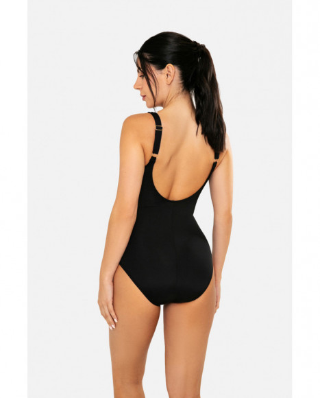 Bañador para mujer de escote V abierta con foam de color negro Bañador para mujer de escote V abierta con foam de color negro