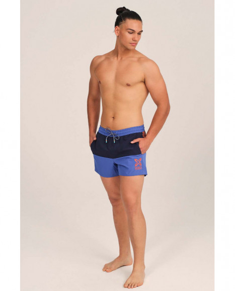 Bañador para hombre en lila y azul marino con logo colección Munich.