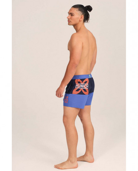 Bañador para hombre en lila y azul marino con logo colección Munich.