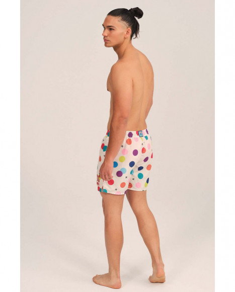 Bañador para hombre en blanco y esferas multicolor con logo colección Munich. Bañador para hombre en blanco y esferas multicolor con logo colección Munich.